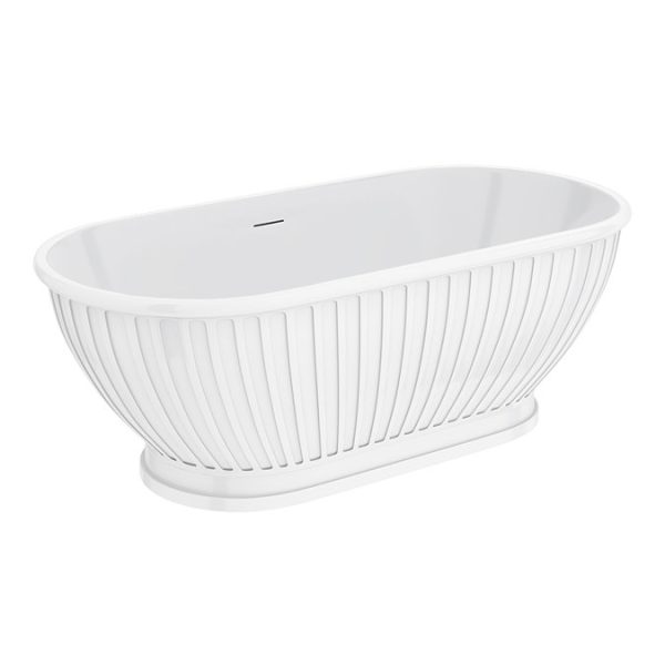 Chatsworth 1700 Fluted Freestanding Curved Bath   Double Ended with Chrome Waste - Image 7