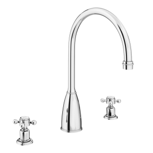 Chatsworth Deck Mounted Crosshead 3 Hole Sink Mixer   Chrome