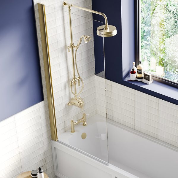 Chatsworth Art Deco Single Ended Bath with Brushed Brass Bath Screen - Image 4