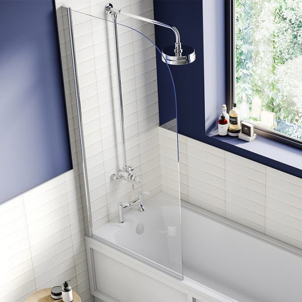 Chatsworth Art Deco Single Ended Bath with Chrome Curved Bath Screen - Image 2