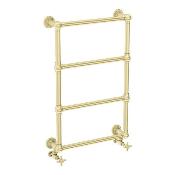 Chatsworth Traditional 498 x 748 Brushed Brass Wall Mounted Heated Towel Rail - Image 3