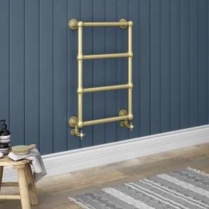 Chatsworth Traditional 498 x 748 Brushed Brass Wall Mounted Heated Towel Rail