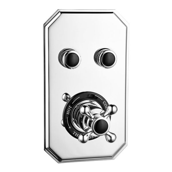 Chatsworth 1928 Black Traditional Push Button Shower Pack with Slide Rail Kit + Wall Mounted Head - Image 5