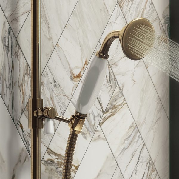 Chatsworth Antique Brass Traditional Crosshead Shower Bar Valve + Slider Rail Kit - Image 5