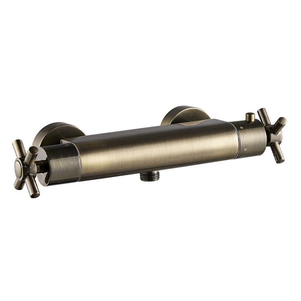 Chatsworth Antique Brass Traditional Crosshead Shower Bar Valve + Slider Rail Kit - Image 6