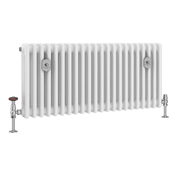 Chatsworth 450 x 1010mm Cast Iron Style 3 Column White Radiator   Chrome Wall Stay Brackets and Thermostatic Valves - Image 7