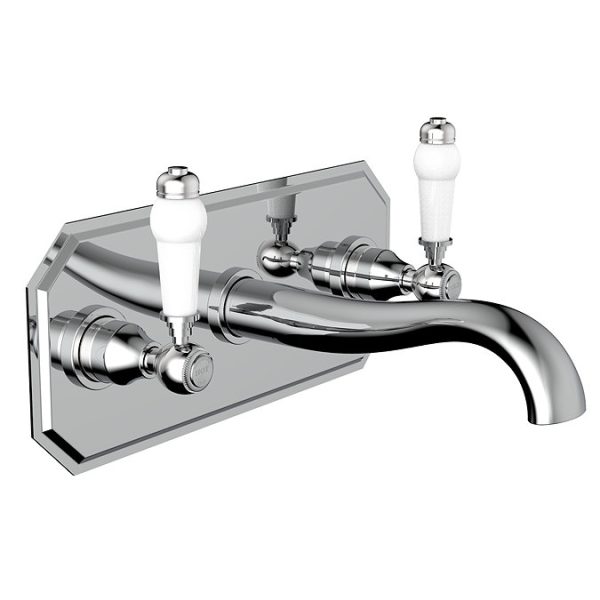 Chatsworth 1928 Wall Mounted Lever Basin Mixer Tap with Faceplate   Chrome - Image 2