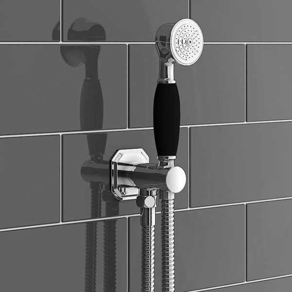 Chatsworth 1928 Black Traditional Push Button Shower Valve Pack with Handset + Rainfall Shower Head - Image 6