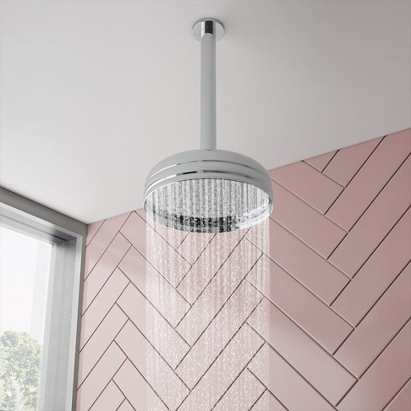 Chatsworth 1928 Traditional Push Button Shower Pack with Slide Rail Kit + Ceiling Mounted Head - Image 2