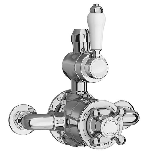 Chatsworth 1928 Traditional Exposed Valve with Arching Riser Kit, Diverter, 8" Rose + Handset - Image 6