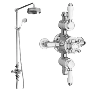 Chatsworth 1928 Traditional Triple Exposed Shower Valve (incl. Luxury Riser Kit, Diverter, 8" Rose and Handset)