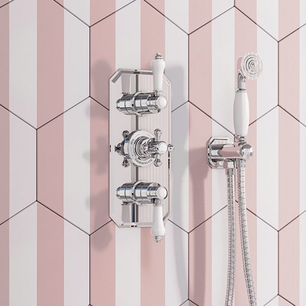 Chatsworth 1928 Traditional Shower with Concealed Valve, 8" Head + Handset - Image 4