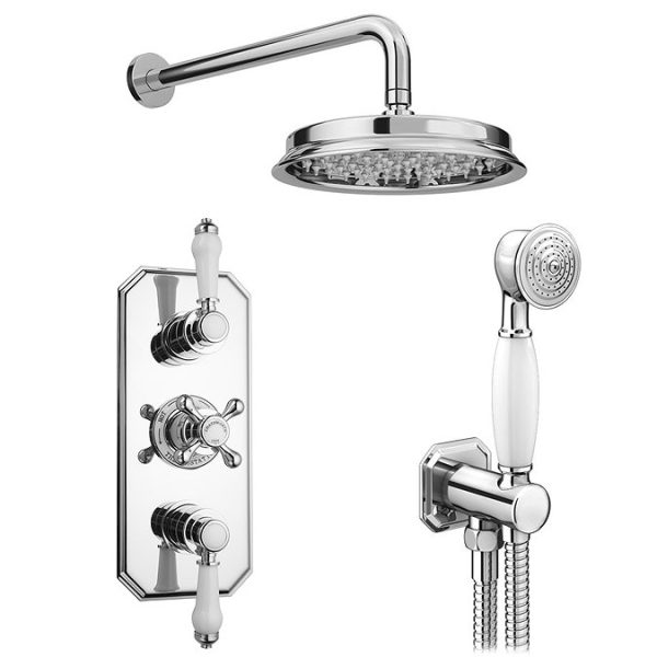 Chatsworth 1928 Traditional Shower with Concealed Valve, 8" Head + Handset - Image 3