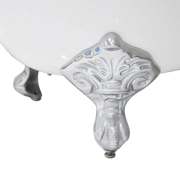 Landon 1680 x 765mm Double Ended Roll Top Cast Iron Bath with Chrome Feet - Image 2