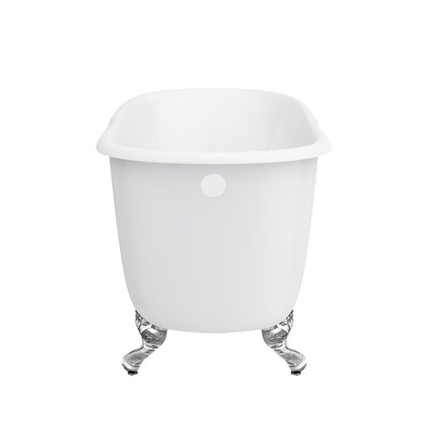 Petite 1350 x 700mm Slipper Roll Top Cast Iron Bath 0TH with Chrome Feet - Image 2