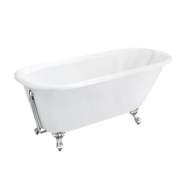 Wandsworth 1680 x 770mm Single Ended Roll Top Cast Iron Bath + Chrome Feet - Image 3