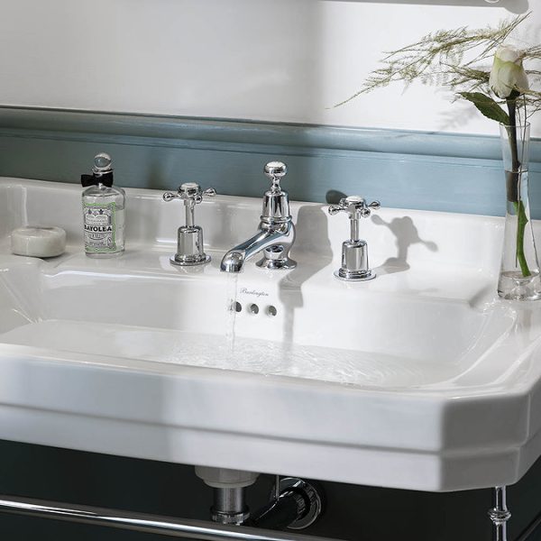 Burlington Claremont Chrome 3TH Basin Mixer with Pop Up Waste - Image 2