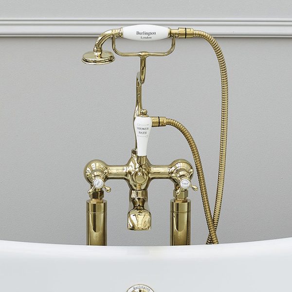 Burlington Gold Claremont Deck Mounted Bath Shower Mixer - Image 2