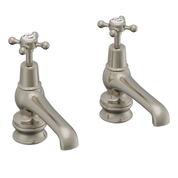Burlington Claremont 5" Basin Taps   Brushed Nickel