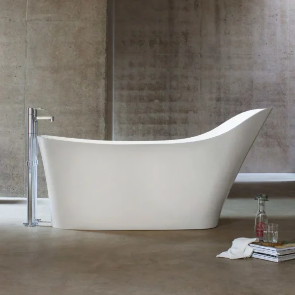 Clearwater   Nebbia Natural Stone Bath Hand Polished White   1600 x 800mm
