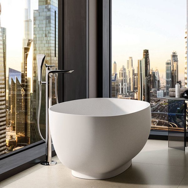 RAK Cloud Matt Greige Freestanding Bath (1400 x 753mm) - Image 3