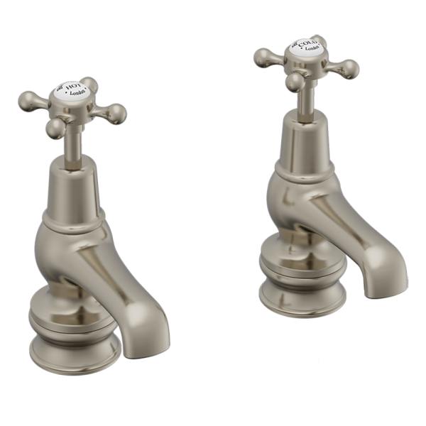 Burlington Claremont Regent 3" Basin Taps   Brushed Nickel