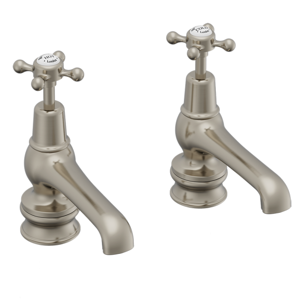 Burlington Claremont Regent 5" Basin Taps   Brushed Nickel
