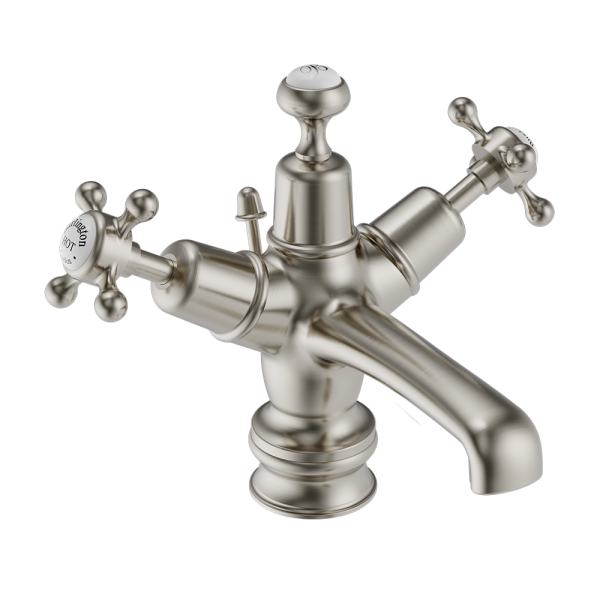 Burlington Claremont Regent Basin Mixer with Pop up Waste   Brushed Nickel