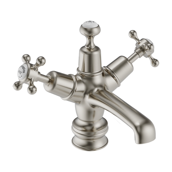 Burlington Claremont Regent Basin Mixer with Click Clack Waste   Brushed Nickel