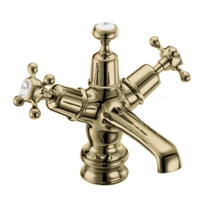 Burlington Gold Claremont Regent Basin Mixer with Click Clack Waste