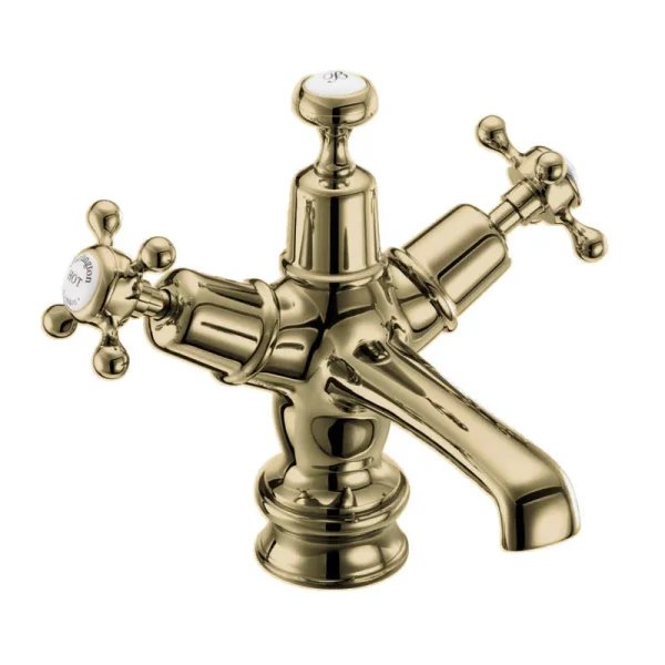 Burlington Gold Claremont Regent Basin Mixer with Click Clack Waste