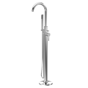 Roxbury Art Deco Chrome Floor Standing Bath Shower Mixer with Shower Kit