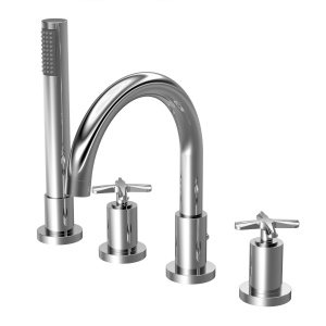 Roxbury Art Deco Chrome Deck Mounted (4TH) Bath Shower Mixer