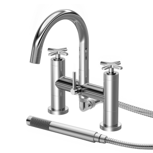 Roxbury Art Deco Chrome Bath Shower Mixer with Shower Kit