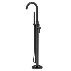 Roxbury Art Deco Matt Black Floor Standing Bath Shower Mixer with Shower Kit