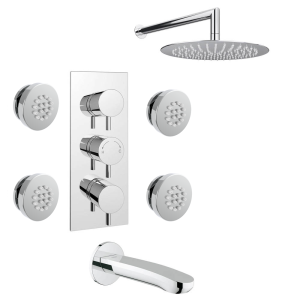 Cruze Modern Shower Package (Fixed Shower Head, 4 Body Jets + Bath Spout)