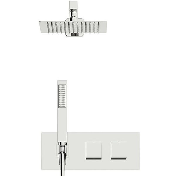 Orchard Wharfe Chrome Thermostatic Twin Square Shower Valve Set With Head + Handset - Image 4