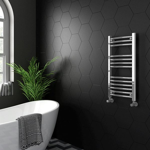 Diamond 400 x 800mm Curved Heated Towel Rail (incl. Valves + Electric Heating Kit) - Image 2