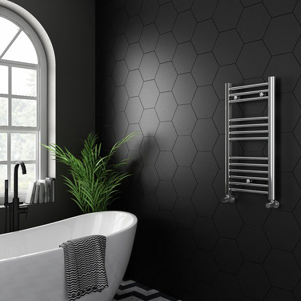 Diamond 400 x 800mm Straight Heated Towel Rail (incl. Valves + Electric Heating Kit) - Image 2