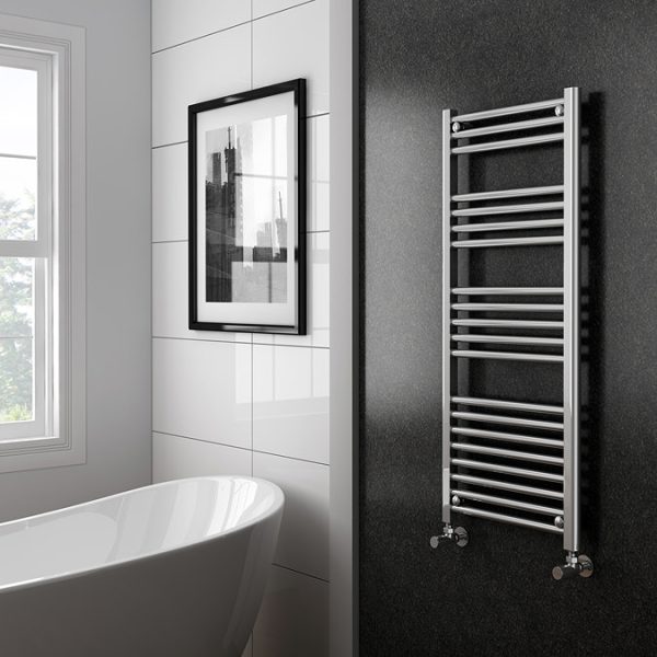 Diamond 500 x 1200mm Straight Heated Towel Rail (incl. Valves + Electric Heating Kit) - Image 2
