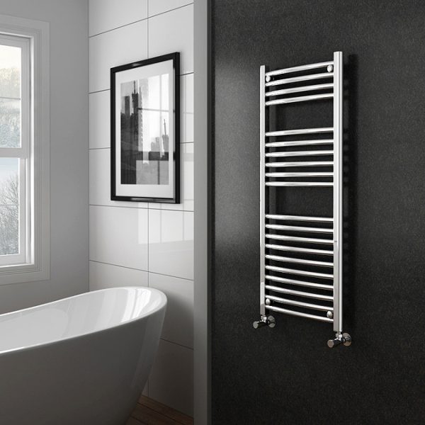 Diamond Curved Heated Towel Rail   W500 x H1200mm   Chrome - Image 2