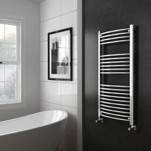 Diamond Curved Heated Towel Rail   W600mm x H1200mm   Chrome