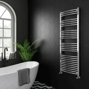 Diamond Curved Heated Towel Rail   W600 x H1600mm   Chrome