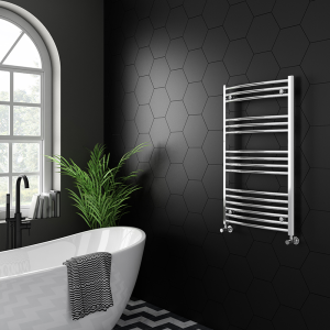 Diamond Curved Heated Towel Rail   W600 x H1000mm   Chrome