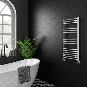 Diamond Curved Heated Towel Rail   W500 x H1000mm   Chrome
