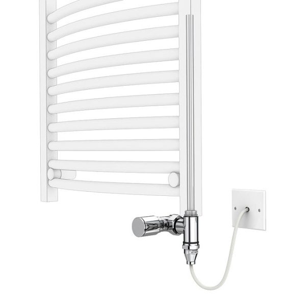 Diamond 500 x 1000mm Curved Heated Towel Rail (incl. Valves + Electric Heating Kit) - Image 4