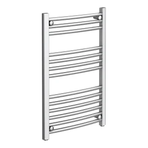 Diamond Curved Heated Towel Rail   W500 x H800mm   Chrome