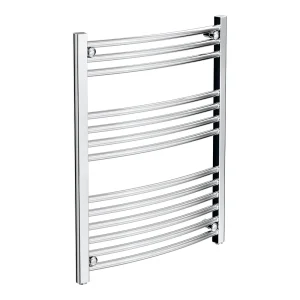 Diamond Curved Heated Towel Rail   W600 x H800mm   Chrome