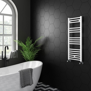 Diamond Heated Towel Rail   W400 x H1000mm   White   Straight