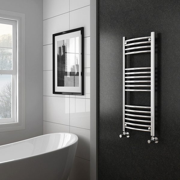 Diamond Curved Heated Towel Rail   W400 x H1000mm   Chrome - Image 2